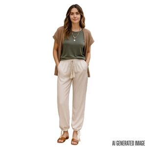 Raga Anthropologie Pisani Pants S NWT White Boho Tassel Floral Festival Cottage